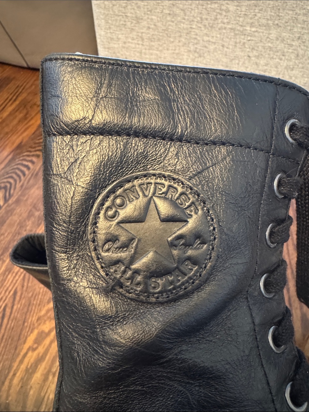 Black Leather Mid-Calf Women's Converse - Picture 5 of 5